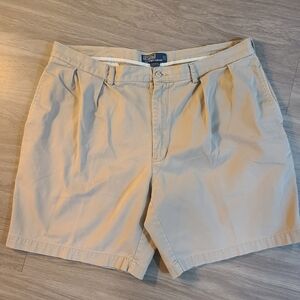 Polo Ralph Lauren Mens Tag Size 42(40") Tyler Chino Khaki Pleated Shorts